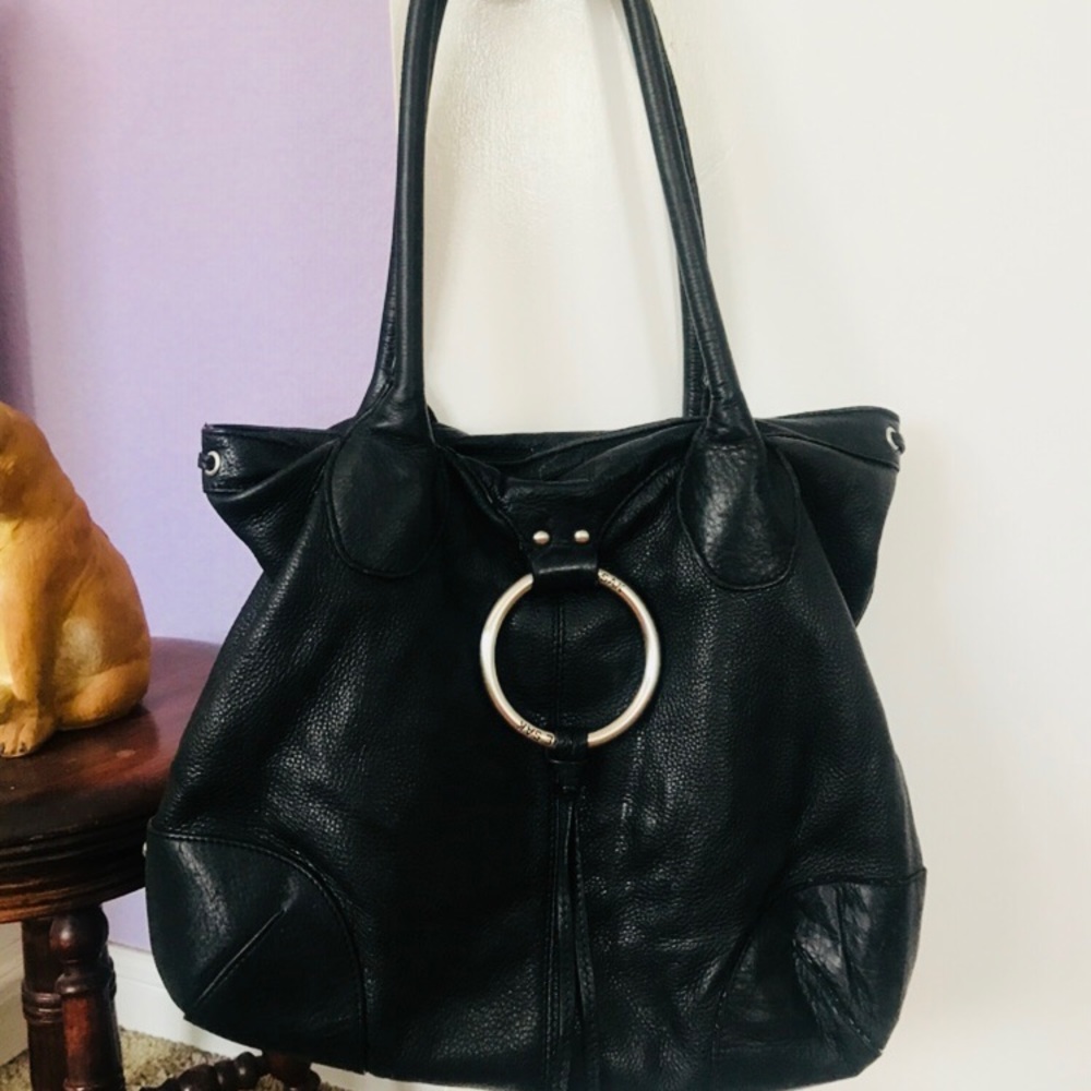 The Sak Pink Label Black Leather Bag